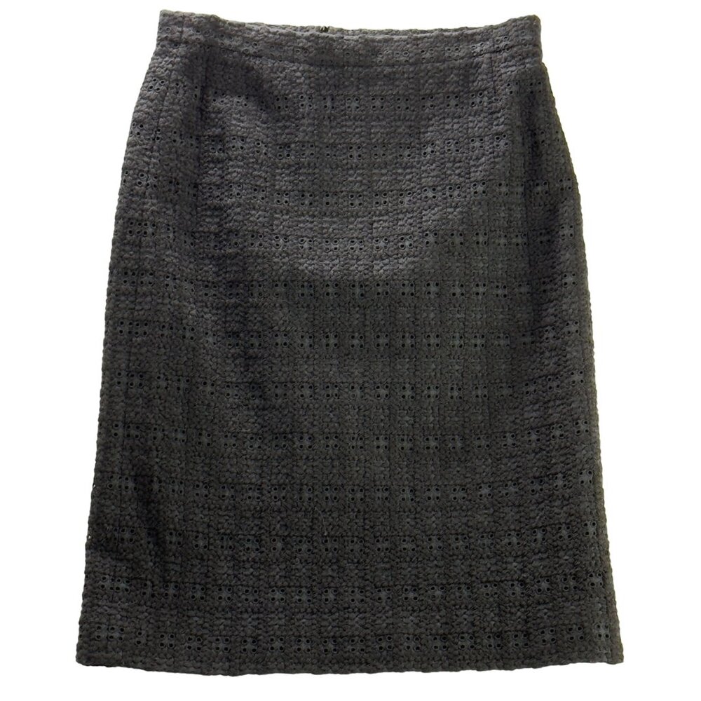RENA LANGE Women's Textured Pencil Skirt Wool Blend Black Size 8 - Picture 5 of 10